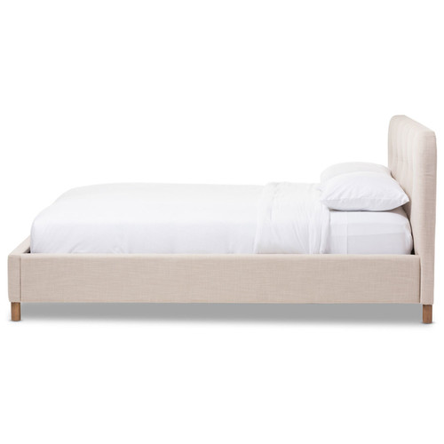 Colchester Light Beige Linen Modern Platform Bed Full Size