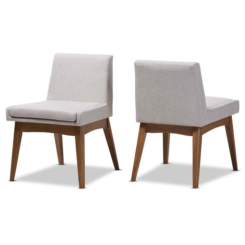 Sugar Light Grey Fabric Walnut Wood Dining Chair Set of 2