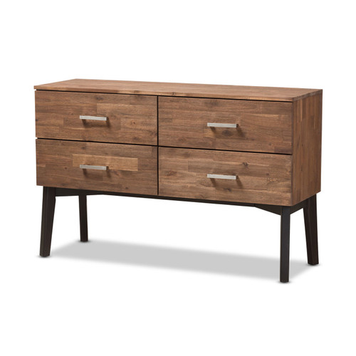 Baxton Studio Selena Mid-Century Modern Brown Wood 4-Drawer Dresser