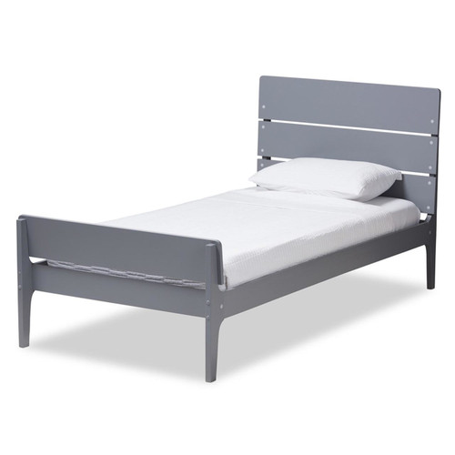 Baxton Studio Nereida Modern Mission Style Grey-Finished Wood Twin Platform Bed
