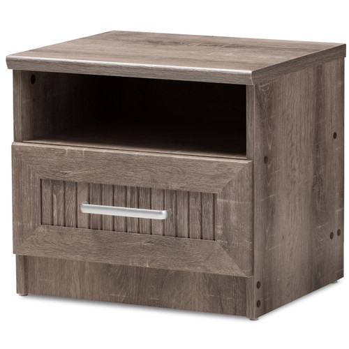 Baxton Studio Gallia Modern and Contemporary Oak Brown Finished 1-Drawer Nightstand