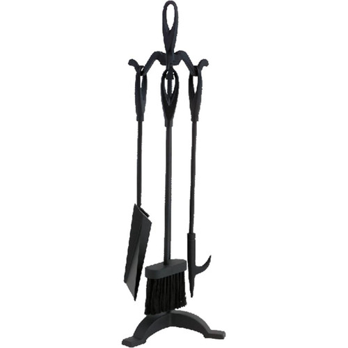 4 Piece Black Wrought Iron Stove Tools - 1103