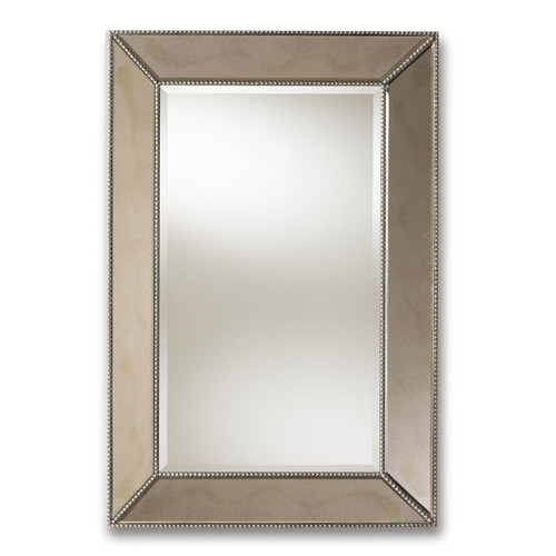 Baxton Studio Emelie Modern and Contemporary Antique Silver Finished Accent Wall Mirror