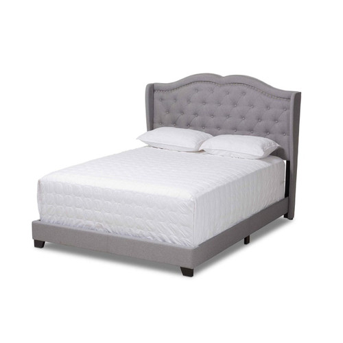 Baxton Studio Aden Modern and Contemporary Grey Fabric Upholstered Queen Size Bed