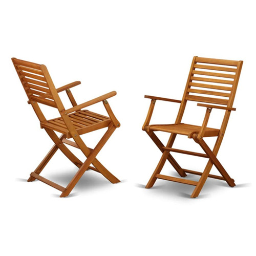 East West Furniture Foldable Patio Armchairs Set of 2 in Natural Oil Finish  - BBSCANA