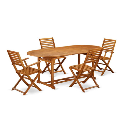 East West Furniture 5 Piece Patio Dining Set in Natural Oil Finish - BSBS5CANA