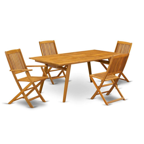 East West Furniture 5 Piece Patio Dining Set in Natural Oil Finish  - DECM5CWNA