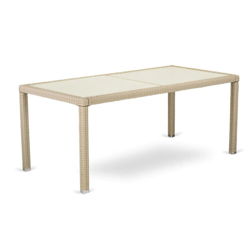 East West Furniture Wicker Patio Table - Cream Finish - HLUTG53V