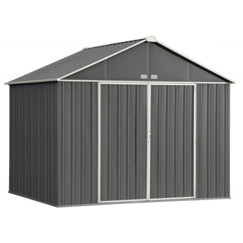 EZEE Extra High Gable - Galvanized Steel 10' x 8' Storage Shed - Charcoal/Cream