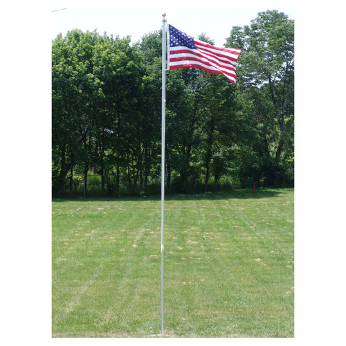20ft Valley Forge Silver Aluminum Flagpole with 3'x5' Sewn Nylon US Flag