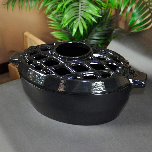 Black Cast-Iron Kettle Steamer, Stove Top