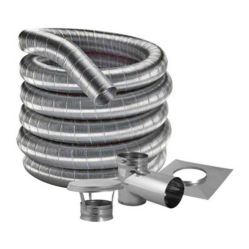 6'' DuraFlexSS 304 Tee Kit- 15' Flexible Stainless Steel Chimney Liner