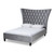 Baxton Studio Viola Glam and Luxe Gray Velvet Fabric Upholstered and Button Tufted King Size Platform Bed with Tall Wingback Headboard