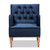 Baxton Studio Eri Contemporary Glam and Luxe Navy Blue Velvet Upholstered and Walnut Brown Finished Wood Armchair