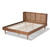 Baxton Studio Rina Mid-Century Modern Ash Walnut Finished Wood and Synthetic Rattan Queen Size Platform Bed with Wrap-Around Headboard