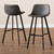 Baxton Studio Tani Rustic Industrial Gray and Brown Faux Leather Upholstered Black Finished 2-Piece Metal Bar Stool Set