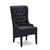 Baxton Studio Vincent Gray Linen Button-Tufted Chair with Silver Nail heads Trim