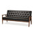 Baxton Studio Sorrento Mid-Century Retro Modern Black Faux Leather Upholstered Wooden 3-seater Sofa