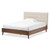Baxton Studio Alinia Mid-Century Retro Modern Light Beige Fabric Upholstered Walnut Wood Full Size Platform Bed