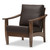 Baxton Studio Pierce Mid-Century Modern Walnut Brown Wood and Dark Brown Faux Leather 1-Seater Lounge Chair