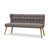 Baxton Studio Melody Mid-Century Modern Grey Fabric and Natural Wood Finishing 3-Seater Settee Bench