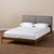 Baxton Studio Aveneil Mid-Century Modern Gray Fabric Upholstered Walnut Finished Queen Size Platform Bed