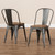 Baxton Studio Henri Vintage Rustic Industrial Style Tolix-Inspired Bamboo and Gun Metal-Finished Steel Stackable Dining Chair Set of 2