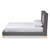 Baxton Studio Valery Modern and Contemporary Dark Gray Velvet Fabric Upholstered Queen Size Platform Bed with Gold-Finished Legs