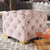 Baxton Studio Avara Glam and Luxe Light Pink Velvet Fabric Upholstered Gold Finished Button Tufted Ottoman