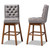 Baxton Studio Gregory Modern Transitional Gray Fabric Upholstered and Walnut Brown Finished Wood 2-Piece Swivel Bar Stool Set Set