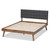 Baxton Studio Devan Mid-Century Modern Gray Fabric Upholstered Walnut Brown Finished Wood Queen Size Platform Bed