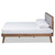 Baxton Studio Alke Mid-Century Modern Light Gray Fabric Upholstered Walnut Brown Finished Wood Queen Size Platform Bed
