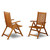 East West Furniture Foldable Patio Armchairs Set of 2 in Natural Oil Finish  - BCNC5NA
