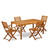 East West Furniture 5 Piece Patio Dining Set in Natural Oil Finish  - CMBS52CANA