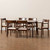 Baxton Studio Helene Mid-Century Modern Cream Fabric and Dark Brown Finished Wood 7-Piece Dining Set