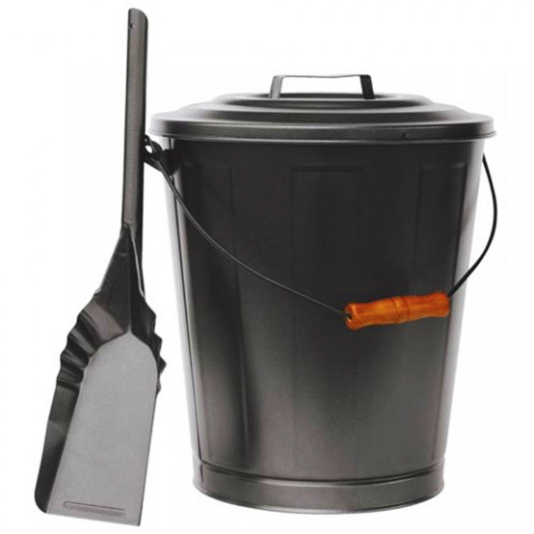 Olde World Iron Ash Bin with Lid and Shovel