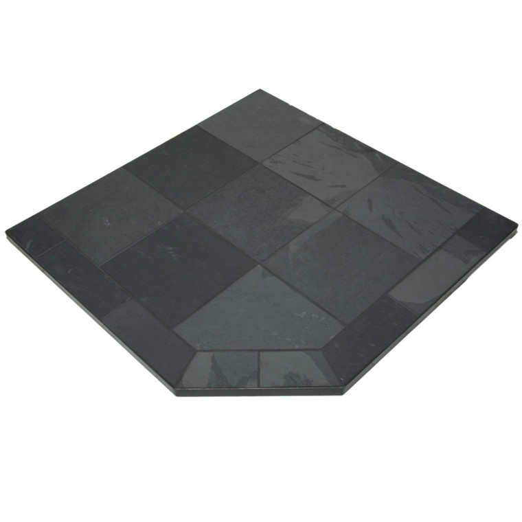 Smokey Grey Slate 48" x 48" Single Cut Corner Hearth Pad