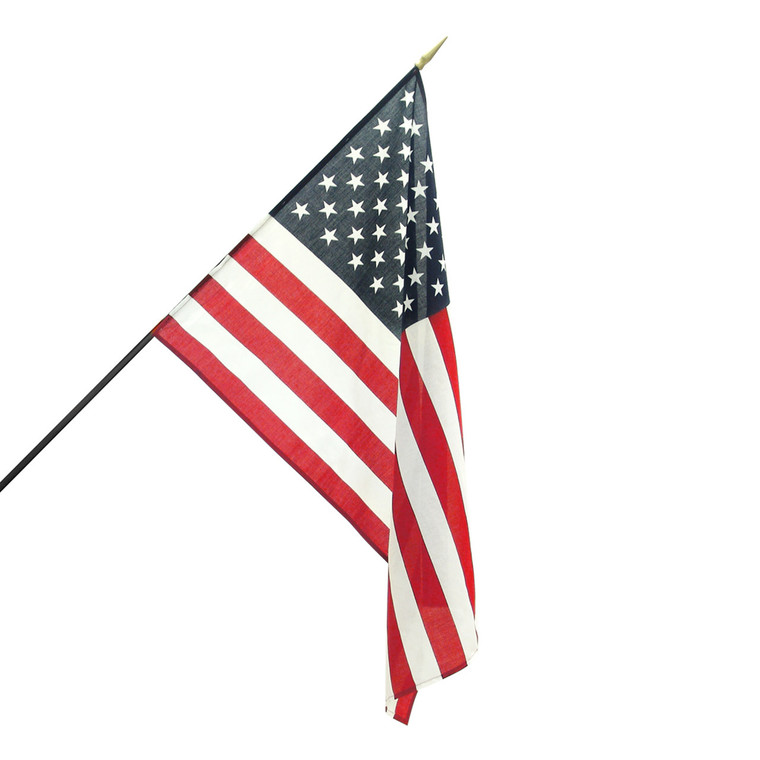 Super Tough 2ft x 3ft Polyester Classroom American Flag with 48" Black Wood Staff and Spear Tip