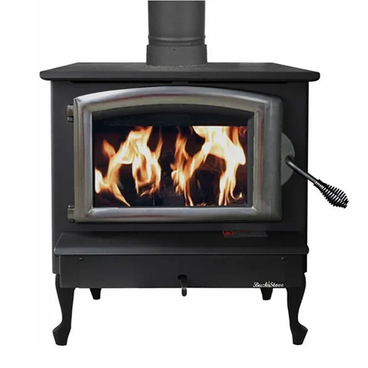 Black Wood Stove with Pewter Door - Model 74