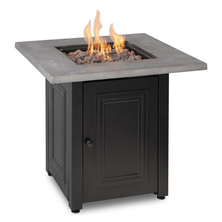 The Wakefield - LP Gas Outdoor Fire Pit w/ Concrete Resin Mantel - Black and Gray
