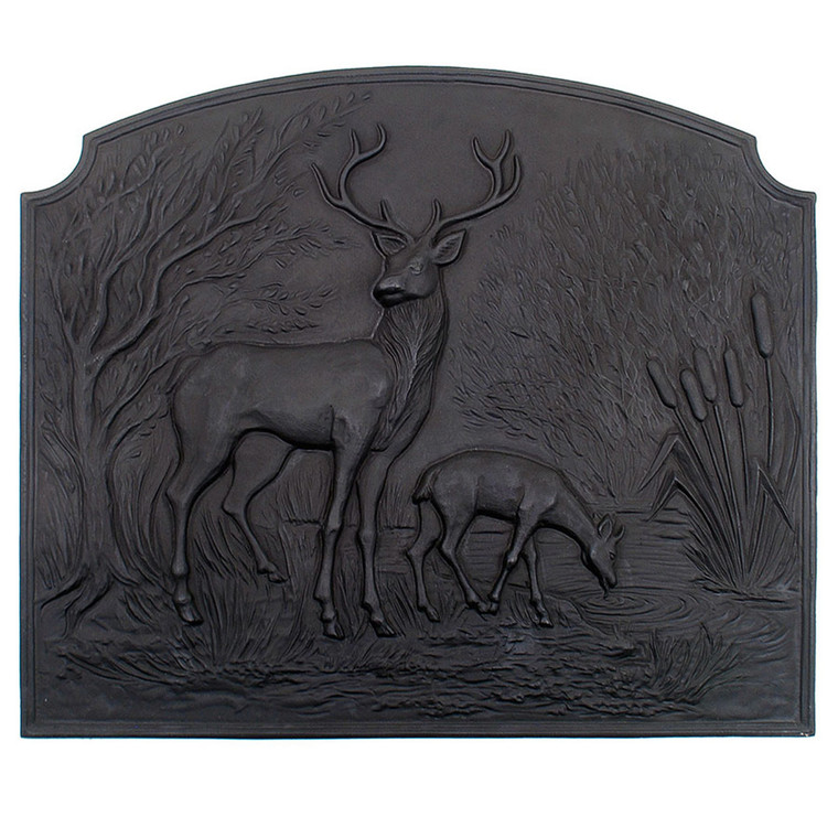 Deer Cast Iron Fireback - 28" W x 24.25" H