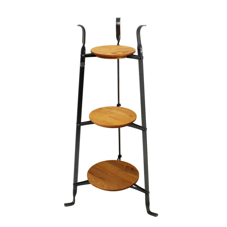 Enclume 3-Tier Designer Stand w/ Alder Shelves - Hammered Steel