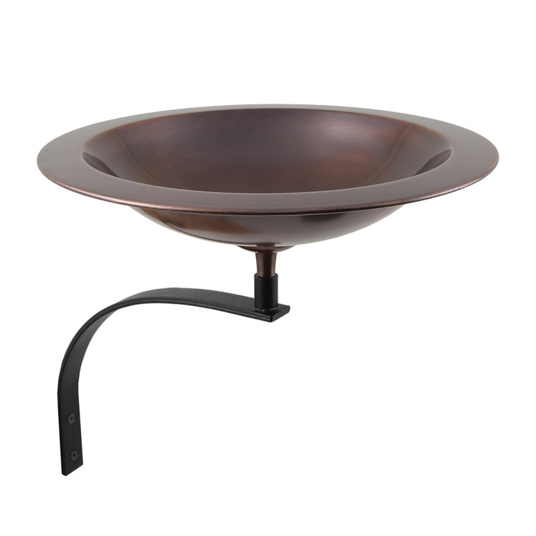 12.75" Classic Birdbath in Brass and Antique Copper with Wall Mount Bracket