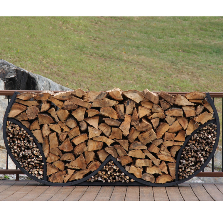 SHELTER-IT 8’ Double Round Firewood Storage Rack with Kindling Storage - No Cover