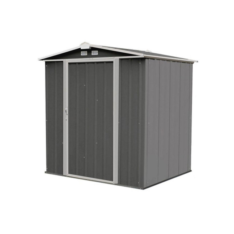 EZEE Low Gable - Galvanized Steel 6' x 5' Storage Shed - Charcoal/Cream