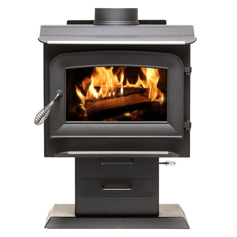 Ashley 1,200 sq ft 2020 Small Wood Stove with Nickel Spring Handle