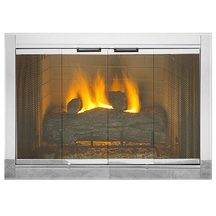 Polished Chrome Premium Fireview Stock Masonry Fireplace Door