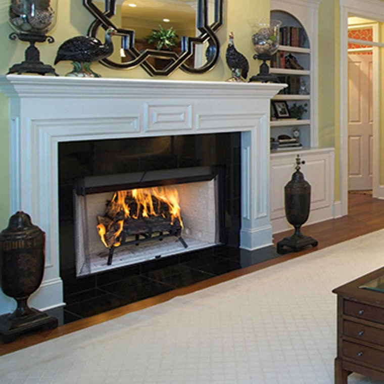 42'' Superior Louvered 3000 Woodburning Fireplace-White Stacked Panels