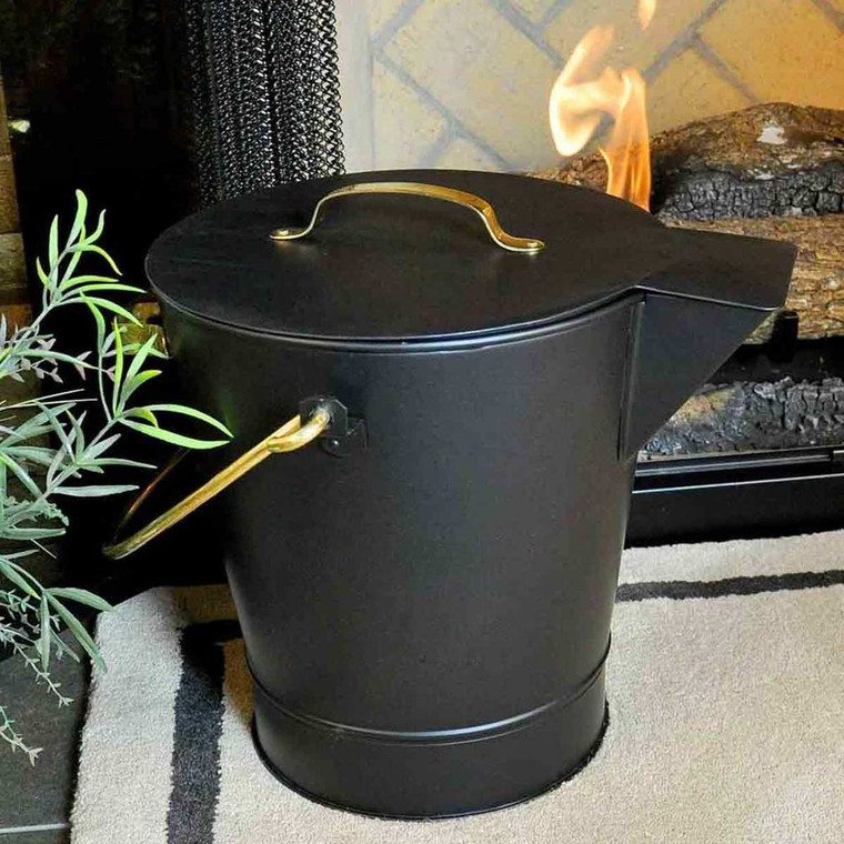 Black and Brass Ash Bucket Black and Brass Ash Bucket