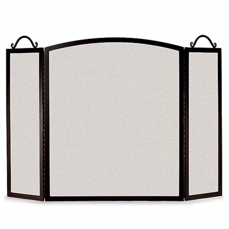 Pilgrim Small Traditional Arch Three Panel Fireplace Screen - Black